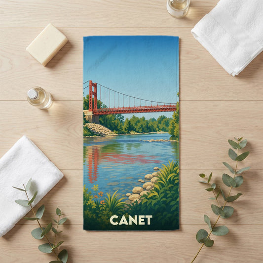 Serviette de bain 30 cm x 60 cm souvenir de Canet