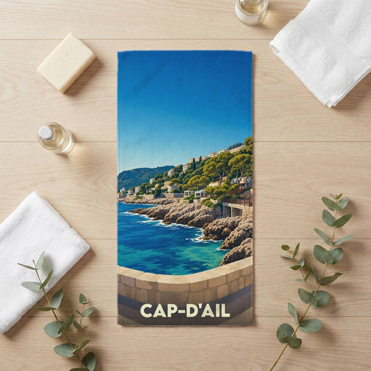 Serviette de bain 30 cm x 60 cm souvenir de Cap-d'Ail