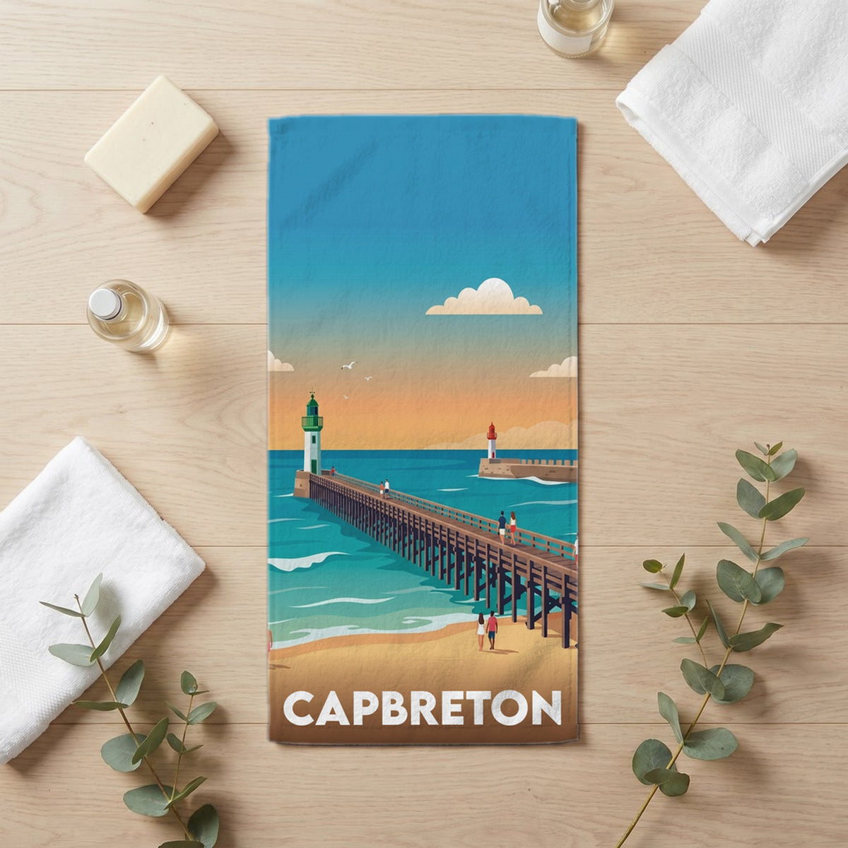 Serviette de bain 30 cm x 60 cm souvenir de Capbreton