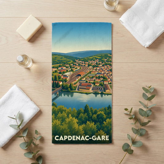 Serviette de bain 30 cm x 60 cm souvenir de Capdenac-Gare