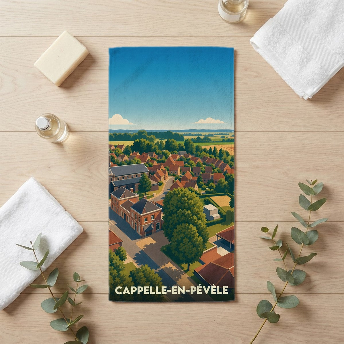 Serviette de bain 30 cm x 60 cm souvenir de Cappelle-en-Pévèle