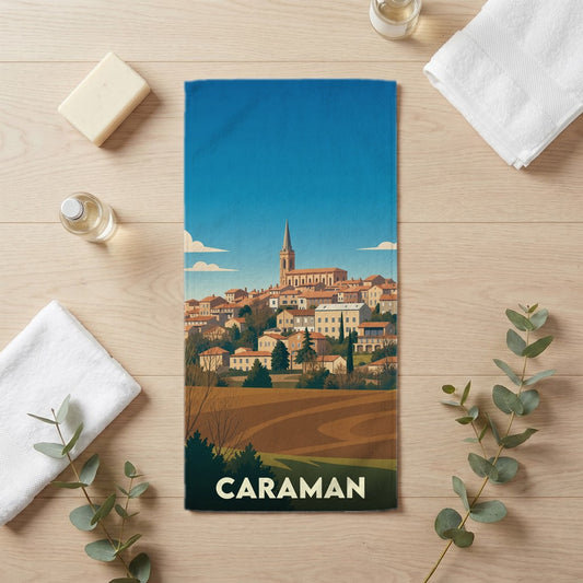 Serviette de bain 30 cm x 60 cm souvenir de Caraman