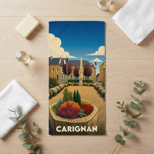 Serviette de bain 30 cm x 60 cm souvenir de Carignan