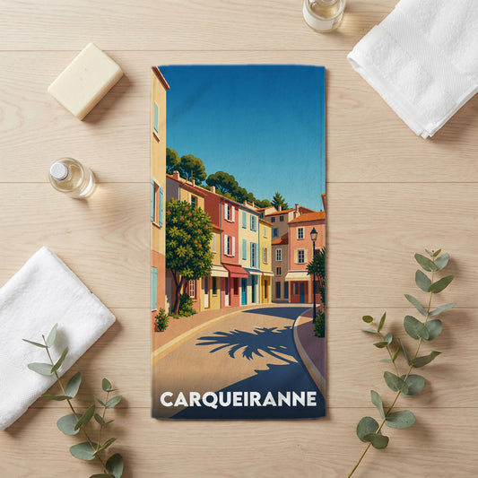 Serviette de bain 30 cm x 60 cm souvenir de Carqueiranne