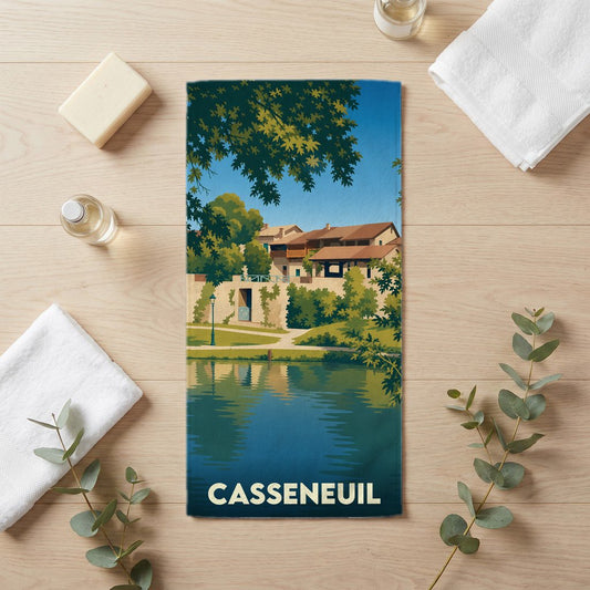 Serviette de bain 30 cm x 60 cm souvenir de Casseneuil