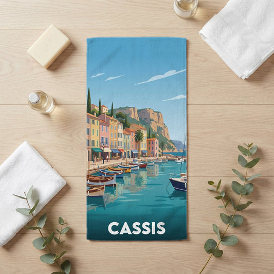 Serviette de bain 30 cm x 60 cm souvenir de Cassis