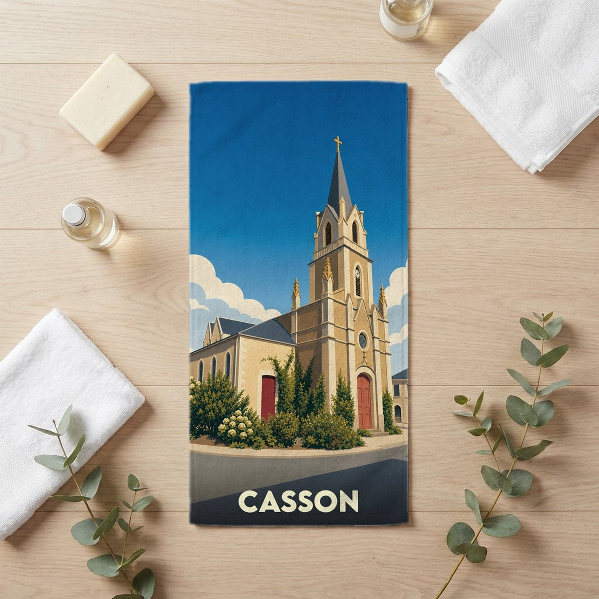 Serviette de bain 30 cm x 60 cm souvenir de Casson