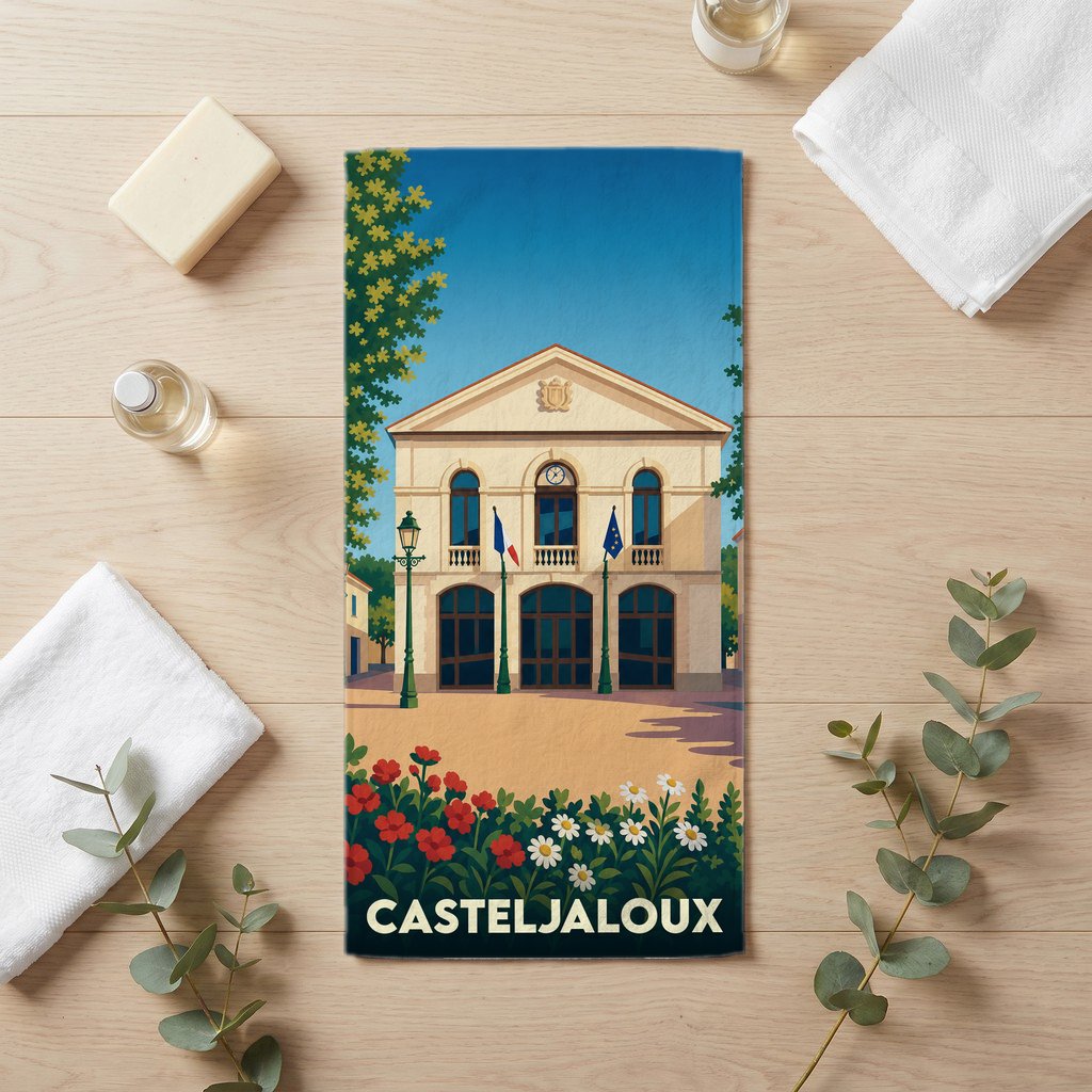 Serviette de bain 30 cm x 60 cm souvenir de Casteljaloux