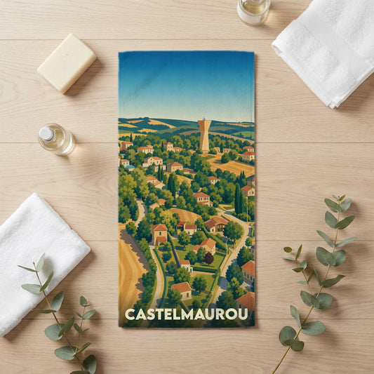 Serviette de bain 30 cm x 60 cm souvenir de Castelmaurou