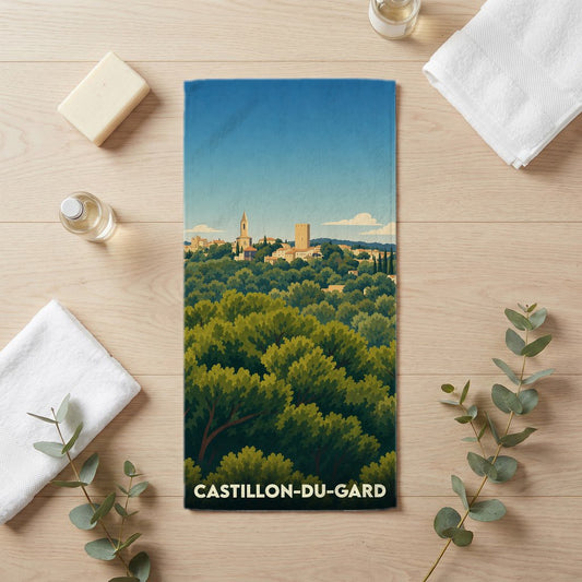 Serviette de bain 30 cm x 60 cm souvenir de Castillon-du-Gard