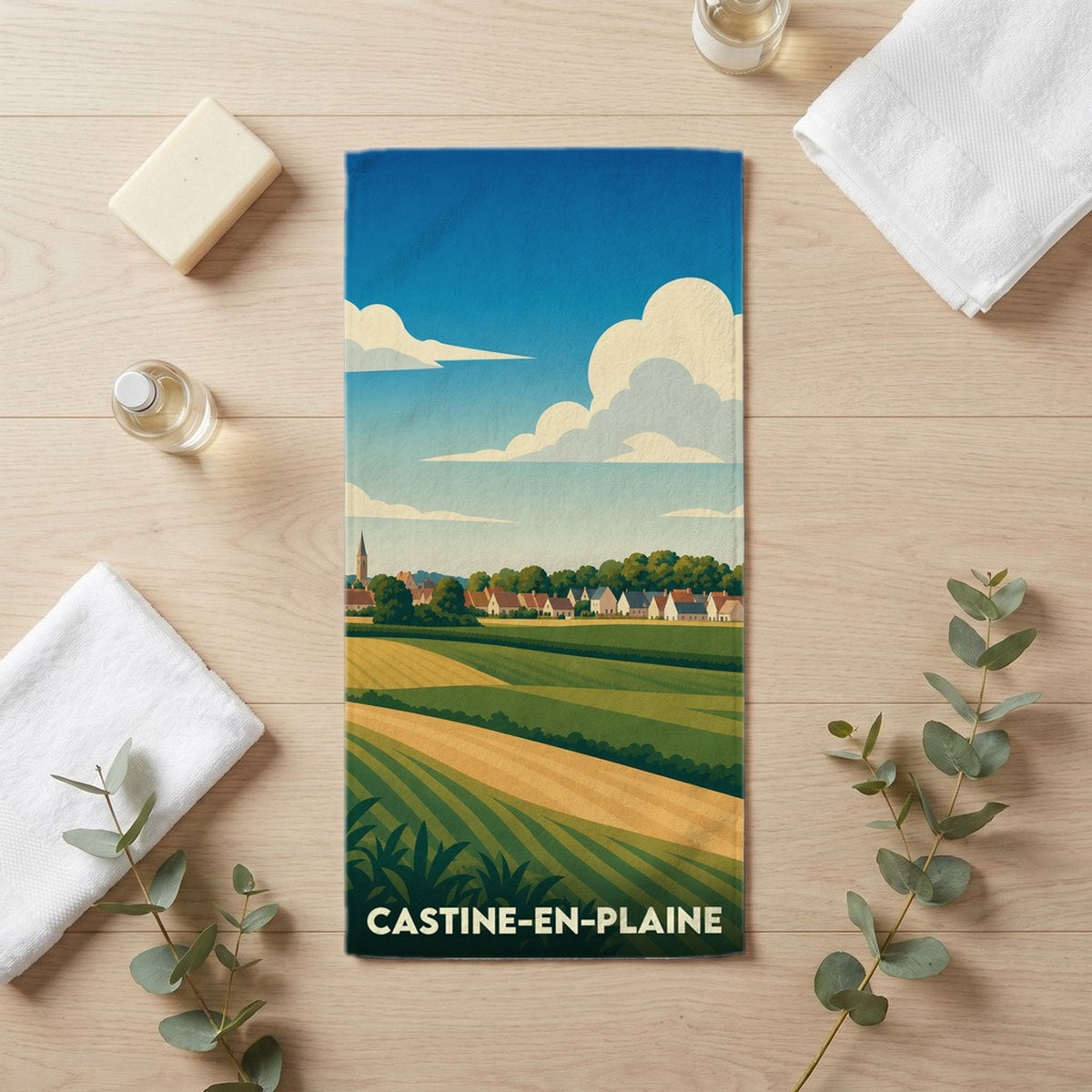 Serviette de bain 30 cm x 60 cm souvenir de Castine-en-Plaine