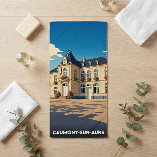 Serviette de bain 30 cm x 60 cm souvenir de Caumont-sur-Aure