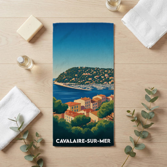 Serviette de bain 30 cm x 60 cm souvenir de Cavalaire-sur-Mer