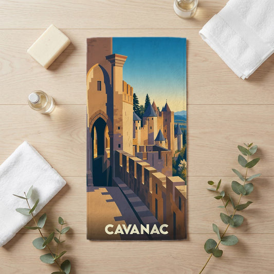 Serviette de bain 30 cm x 60 cm souvenir de Cavanac