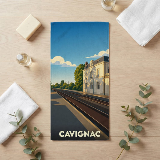Serviette de bain 30 cm x 60 cm souvenir de Cavignac