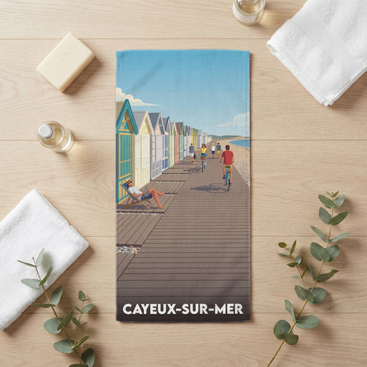 Serviette de bain 30 cm x 60 cm souvenir de Cayeux-sur-Mer