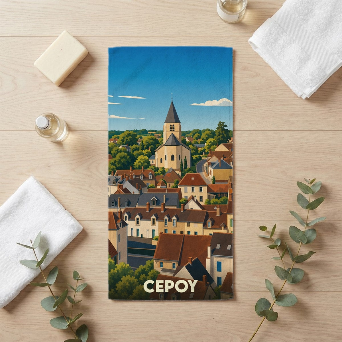 Serviette de bain 30 cm x 60 cm souvenir de Cepoy
