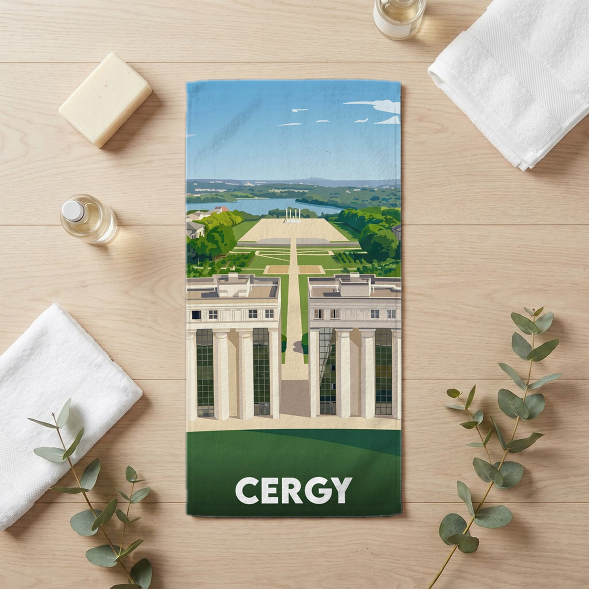 Serviette de bain 30 cm x 60 cm souvenir de Cergy