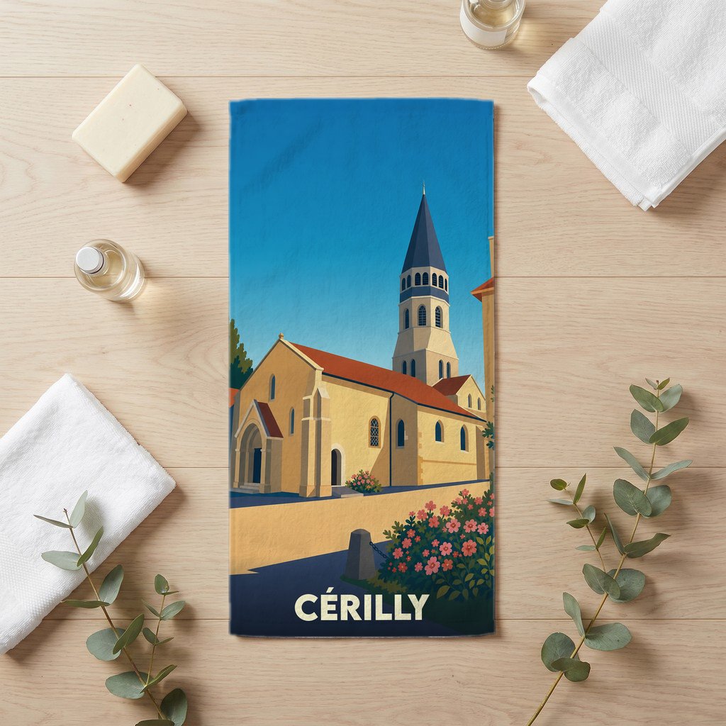 Serviette de bain 30 cm x 60 cm souvenir de Cérilly