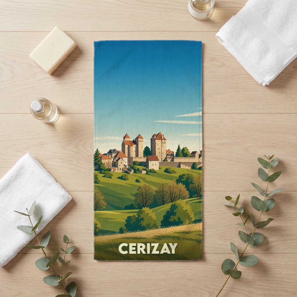 Serviette de bain 30 cm x 60 cm souvenir de Cerizay