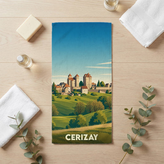 Serviette de bain 30 cm x 60 cm souvenir de Cerizay