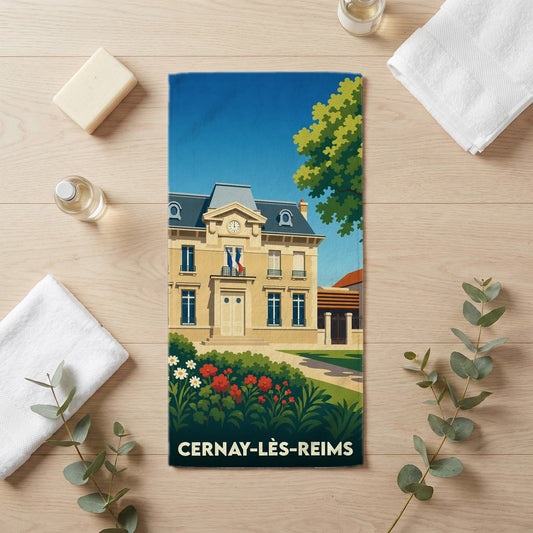 Serviette de bain 30 cm x 60 cm souvenir de Cernay-lès-Reims