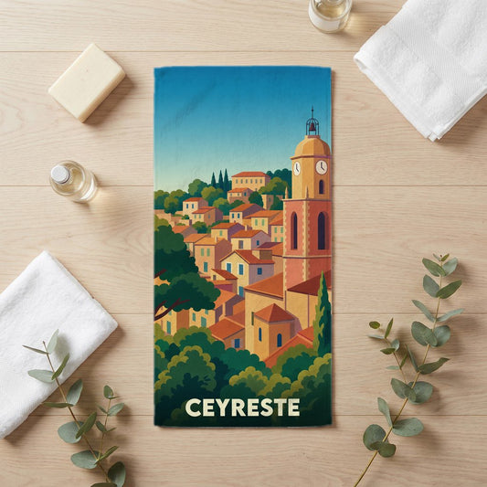 Serviette de bain 30 cm x 60 cm souvenir de Ceyreste