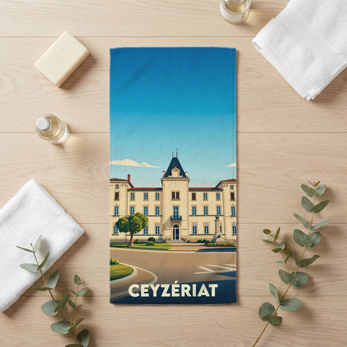 Serviette de bain 30 cm x 60 cm souvenir de Ceyzériat