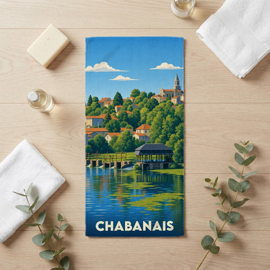 Serviette de bain 30 cm x 60 cm souvenir de Chabanais