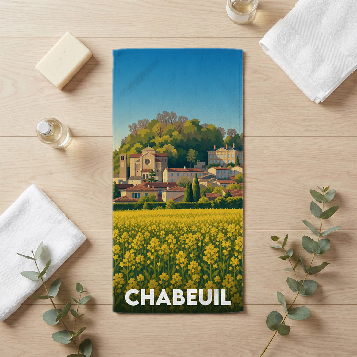 Serviette de bain 30 cm x 60 cm souvenir de Chabeuil
