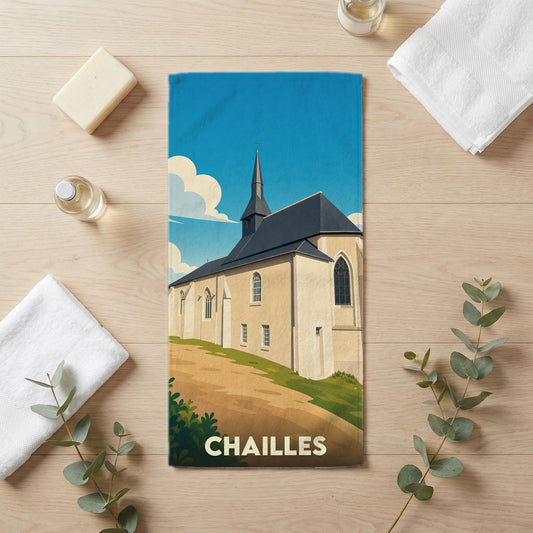 Serviette de bain 30 cm x 60 cm souvenir de Chailles