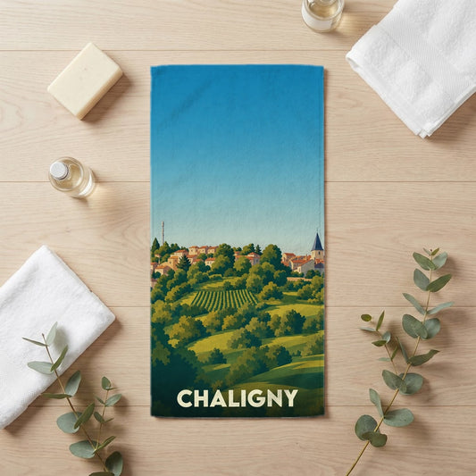 Serviette de bain 30 cm x 60 cm souvenir de Chaligny
