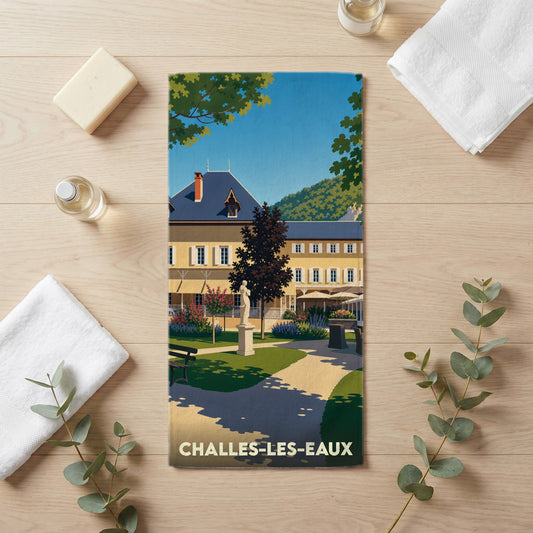 Serviette de bain 30 cm x 60 cm souvenir de Challes-les-Eaux