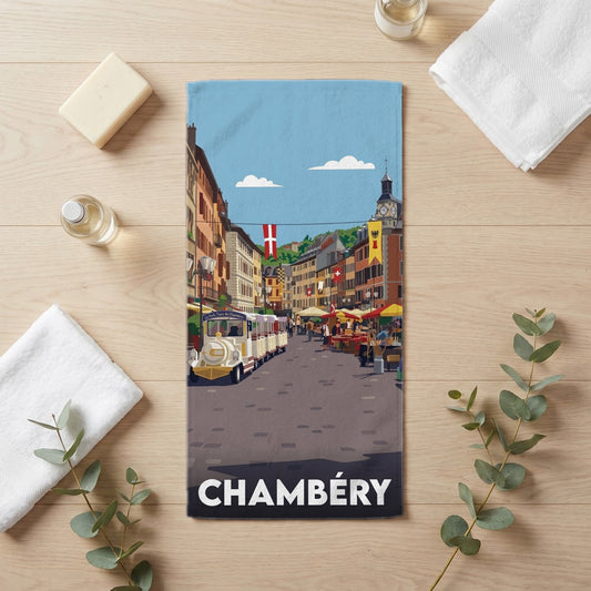 Serviette de bain 30 cm x 60 cm souvenir de Chambéry
