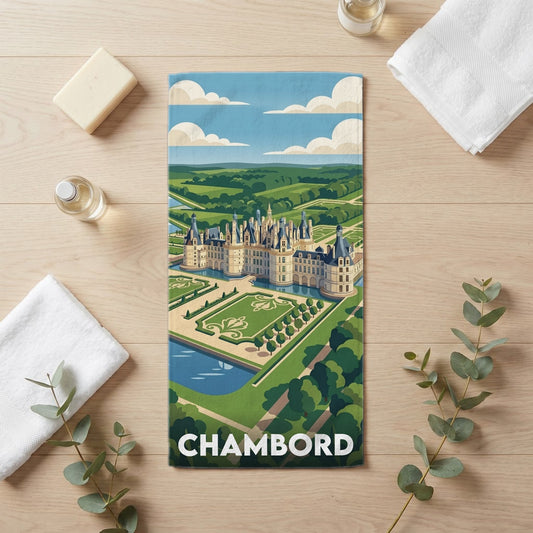Serviette de bain 30 cm x 60 cm souvenir de Chambord