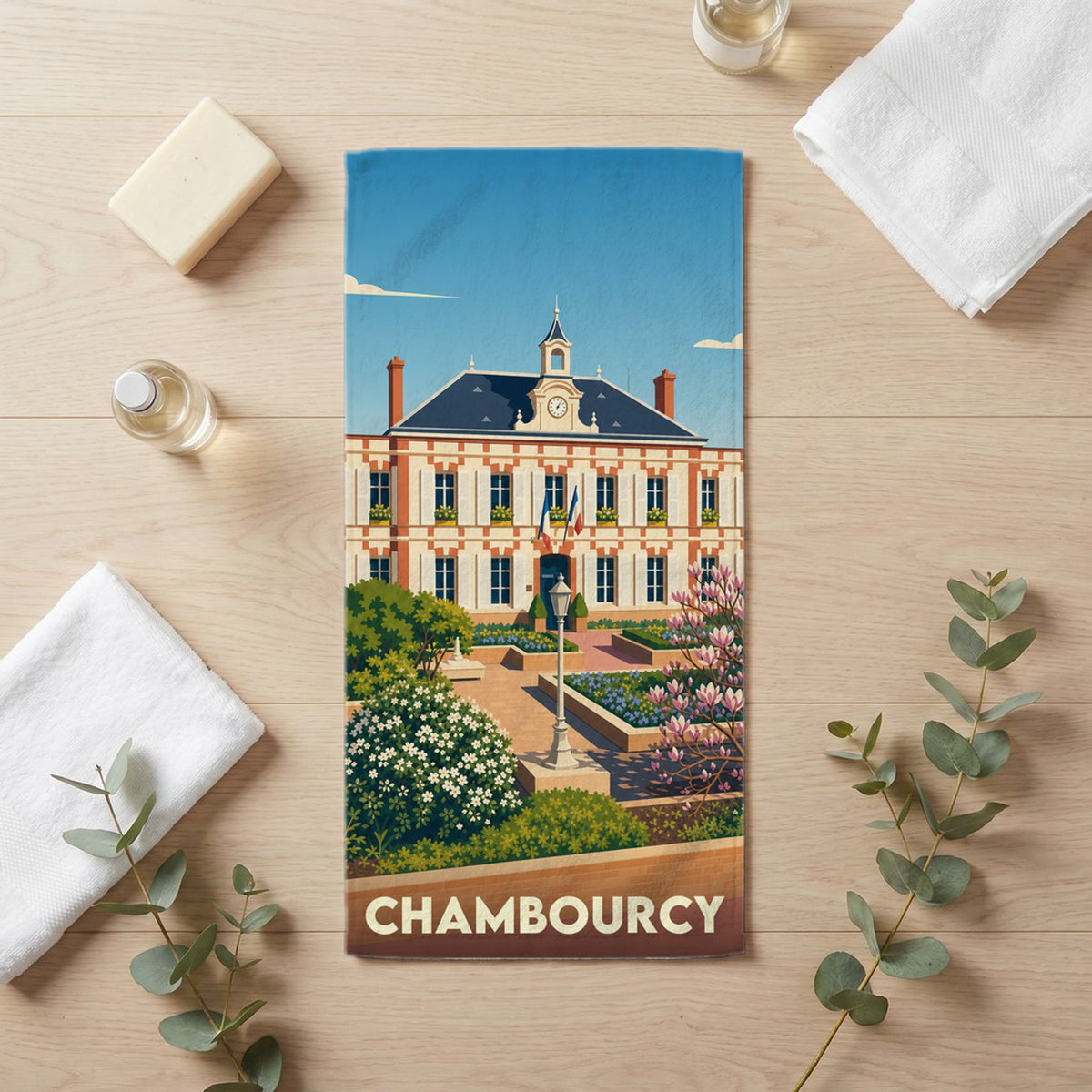 Serviette de bain 30 cm x 60 cm souvenir de Chambourcy