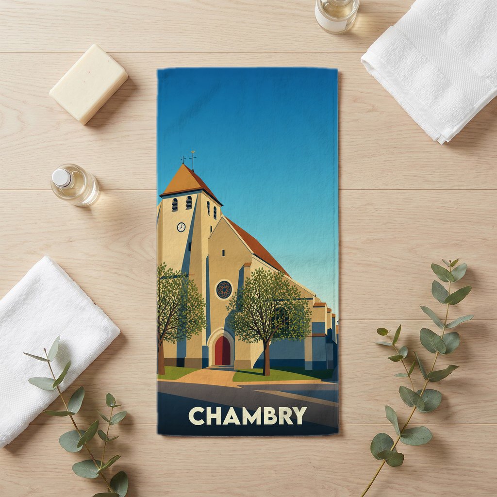 Serviette de bain 30 cm x 60 cm souvenir de Chambry