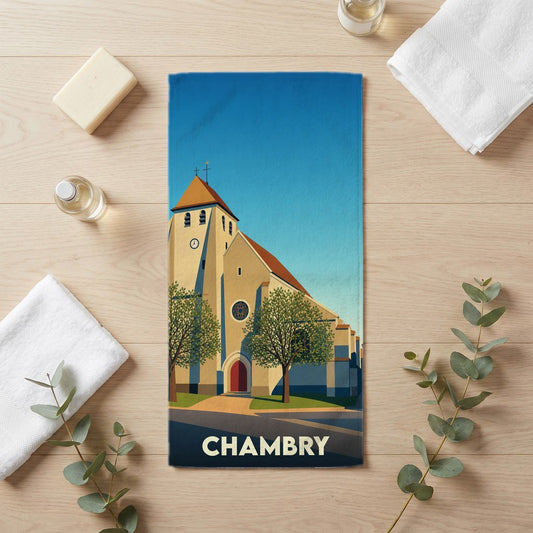 Serviette de bain 30 cm x 60 cm souvenir de Chambry