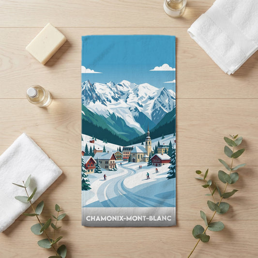 Serviette de bain 30 cm x 60 cm souvenir de Chamonix-Mont-Blanc