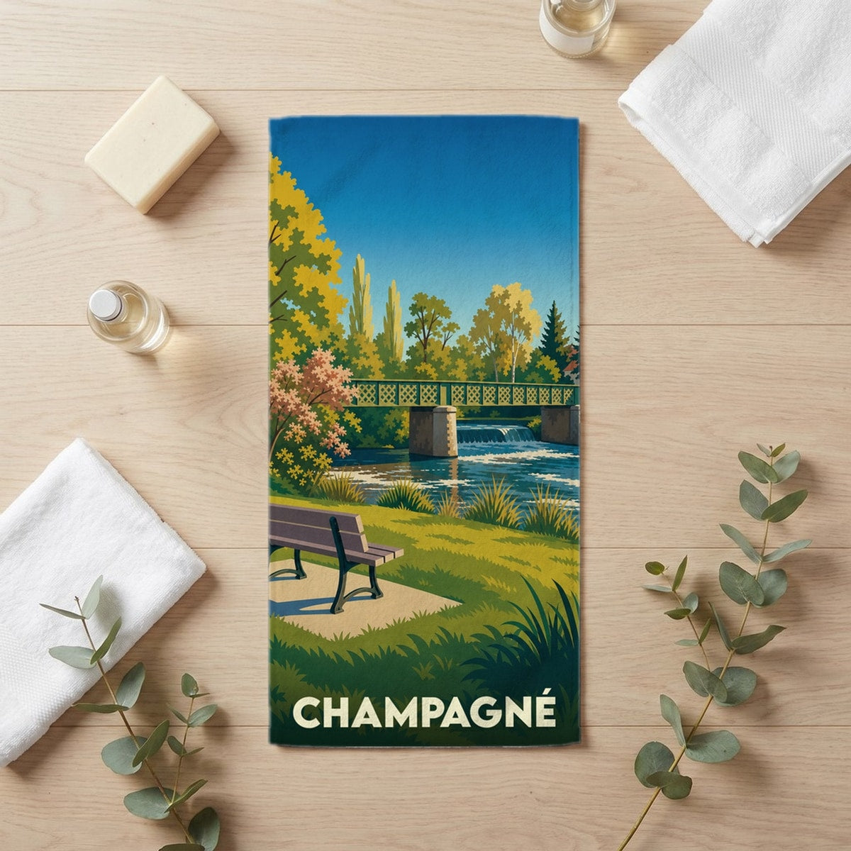 Serviette de bain 30 cm x 60 cm souvenir de Champagné