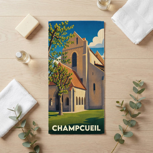 Serviette de bain 30 cm x 60 cm souvenir de Champcueil