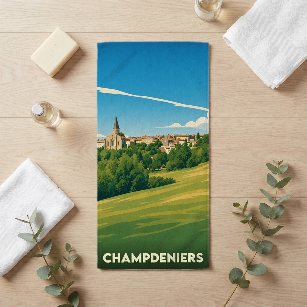Serviette de bain 30 cm x 60 cm souvenir de Champdeniers