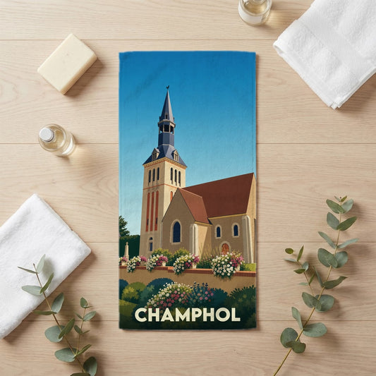 Serviette de bain 30 cm x 60 cm souvenir de Champhol