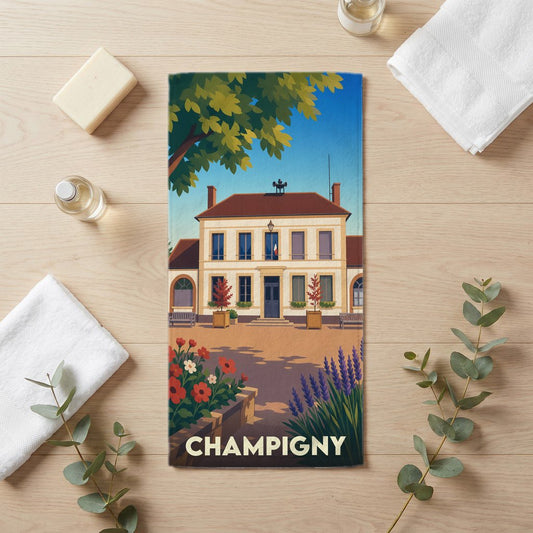 Serviette de bain 30 cm x 60 cm souvenir de Champigny