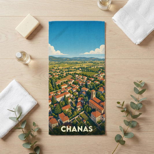 Serviette de bain 30 cm x 60 cm souvenir de Chanas