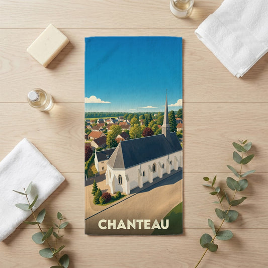 Serviette de bain 30 cm x 60 cm souvenir de Chanteau