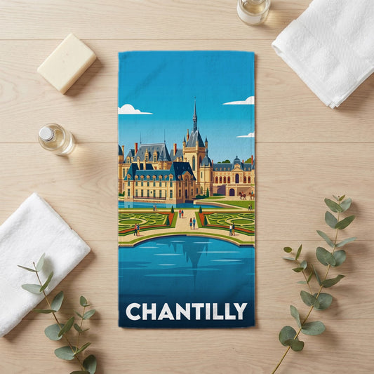 Serviette de bain 30 cm x 60 cm souvenir de Chantilly