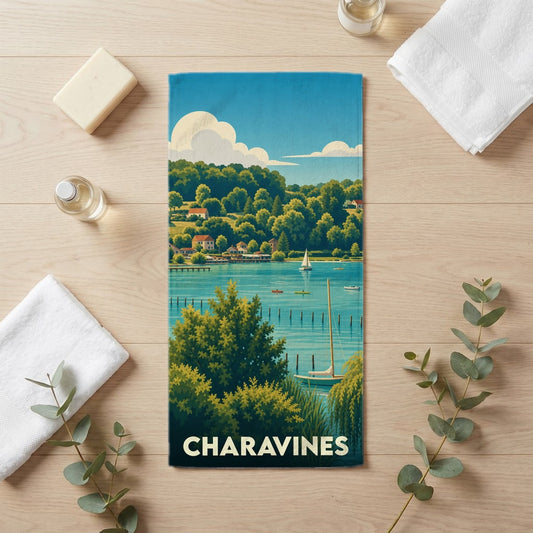 Serviette de bain 30 cm x 60 cm souvenir de Charavines
