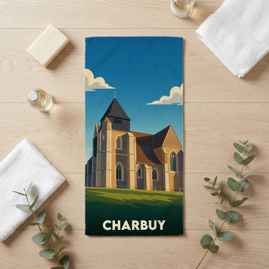 Serviette de bain 30 cm x 60 cm souvenir de Charbuy
