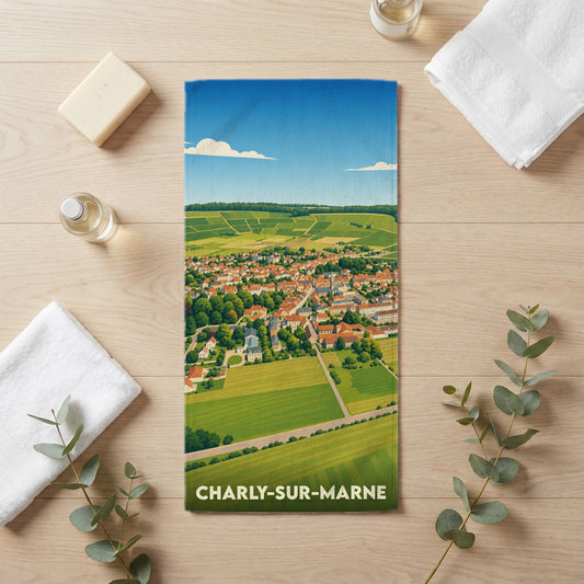 Serviette de bain 30 cm x 60 cm souvenir de Charly-sur-Marne